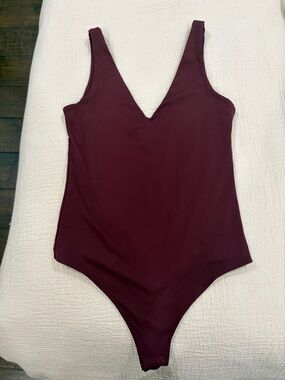 V-neck maroon/burgundy body suit size small